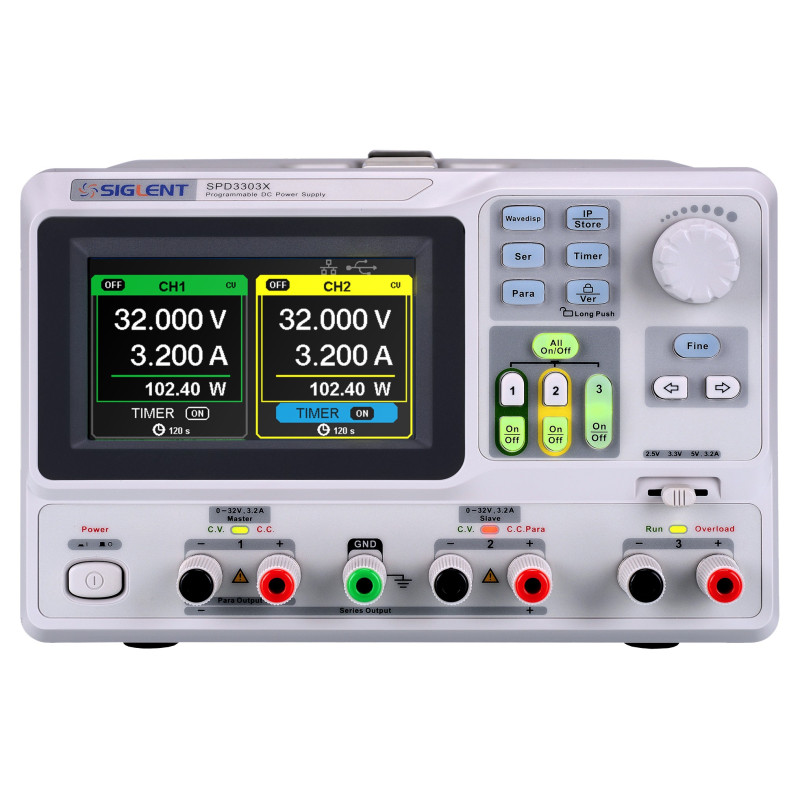 
       SPD3303X programowalny zasilacz DC, 3 wyj. rozdz.1mV,1mA, 32V/3.2A 220W
     