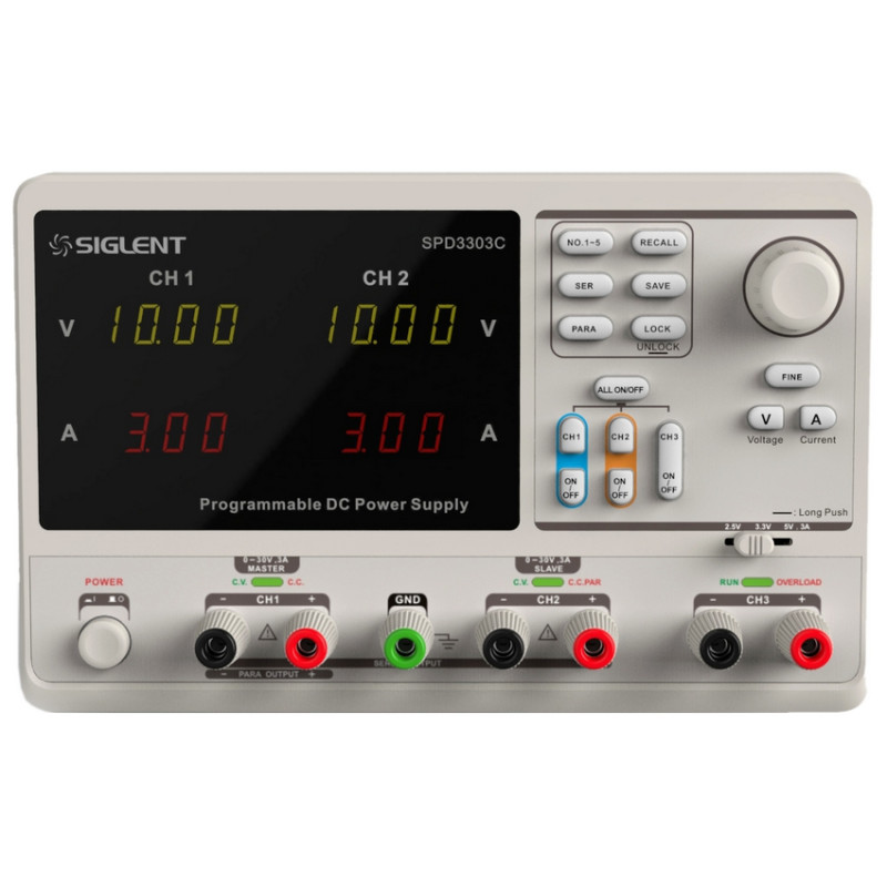 
       SPD3303C programowalny zasilacz DC, 3 wyj. rozdz.10mV,10mA, 32V/3.2A 220W
     