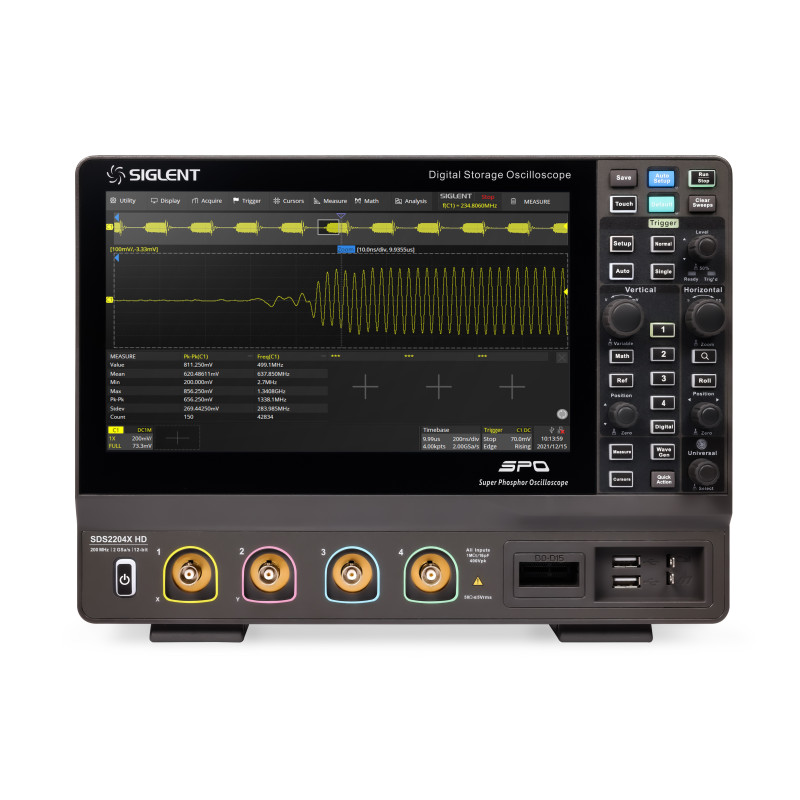 SDS2204X HD oscyloskop 200MHz/4-kan, 2GSa/s, 12-bit, 200Mpts