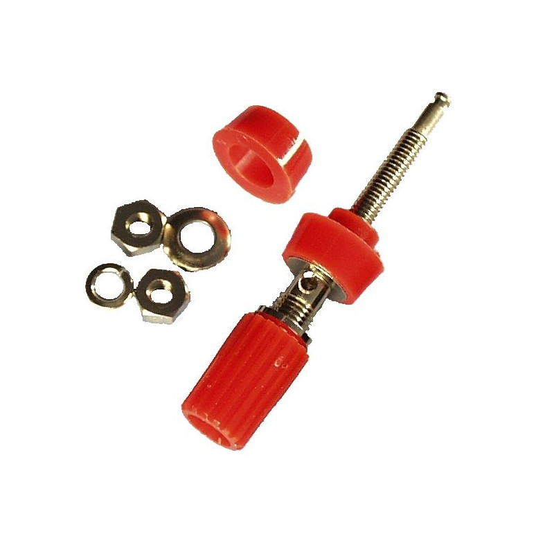 Gniazdo panelowe 4mm z zaciskiem GL1-R   10A, czerwony