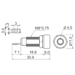 Gniazdo panelowe 4mm GL5-BK 10A, czarny