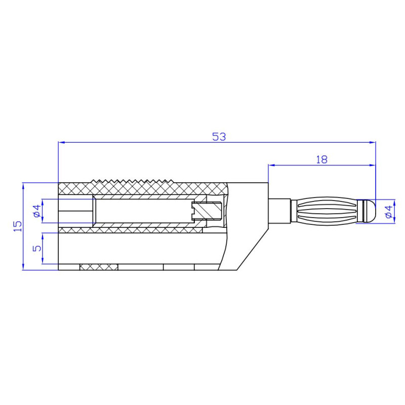 Wtyk banan 4mm do poł. wież. WW403-BK 50V/30V~ 24A czarny