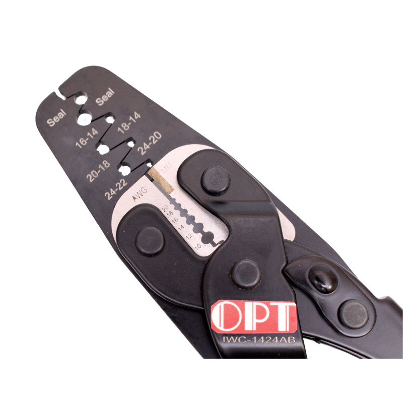 OPT IWC1424AB Zaciskarka konektorów nieizolowanych 0,25-2,5mm2 (żyła, izolacja) AWG 24-14 fi 3,45/4,25mm (gumki uszczelniające)
