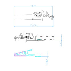 Krokodylek bezp. na przewód KK1A-0057-R CAT IV 600V, 10A czerwony