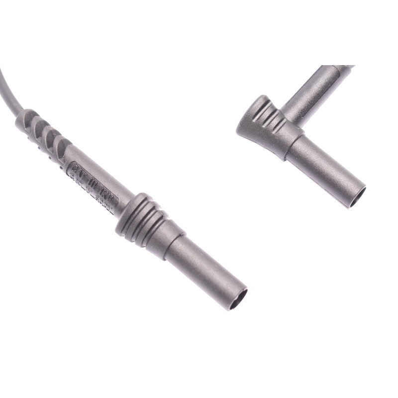 PPS 1C-0001-BK Przewód pom. wtyk banan bezp. kątowy-prosty 4mm,10A,CAT IV 600V,czarny