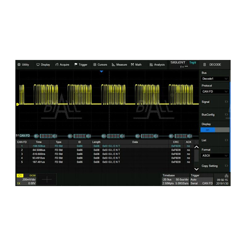 SDS-2000XP-CANFD szeregowe wyzwalanie i dekodowanie (oprogramowanie)