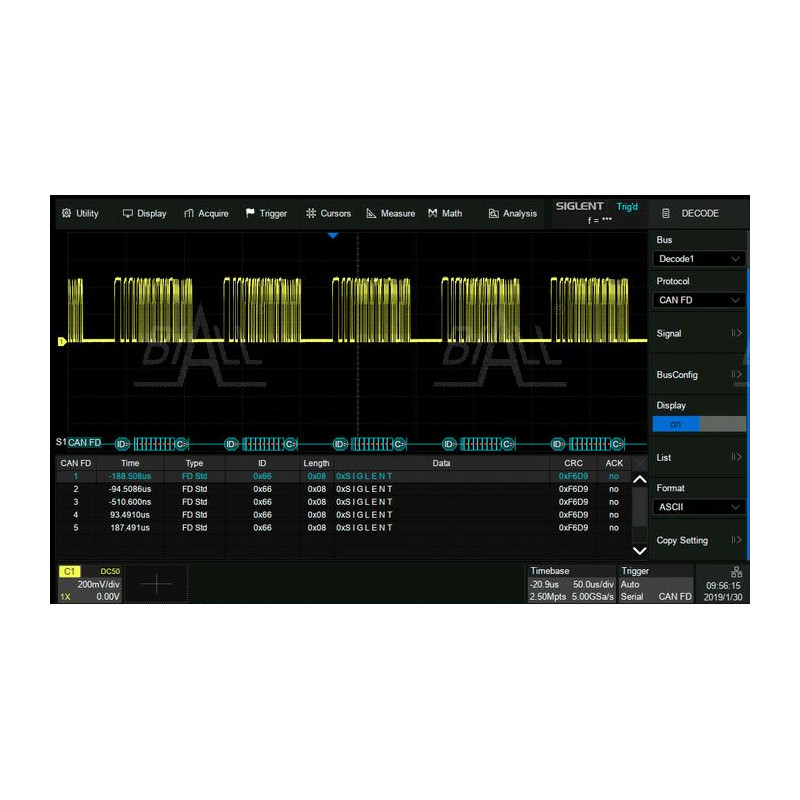 SDS-5000X-CANFD seryjne wyzwalanie i dekodowanie (oprogramowanie)