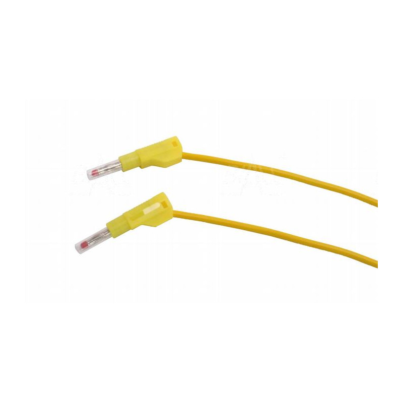 PPS2-B050-Y Przewód pom. 2x wtyk banan bezp. 4mm  0,5m 20A CAT II 600V SILIKON żółty